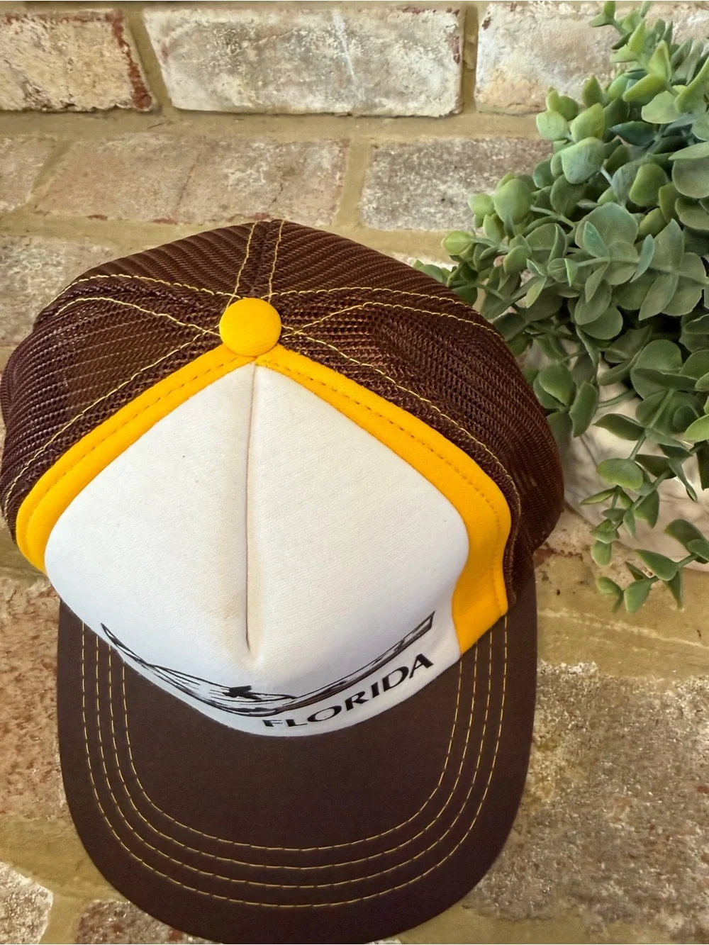 Vintage | Florida Trucker Hat - Brown, Yellow & White